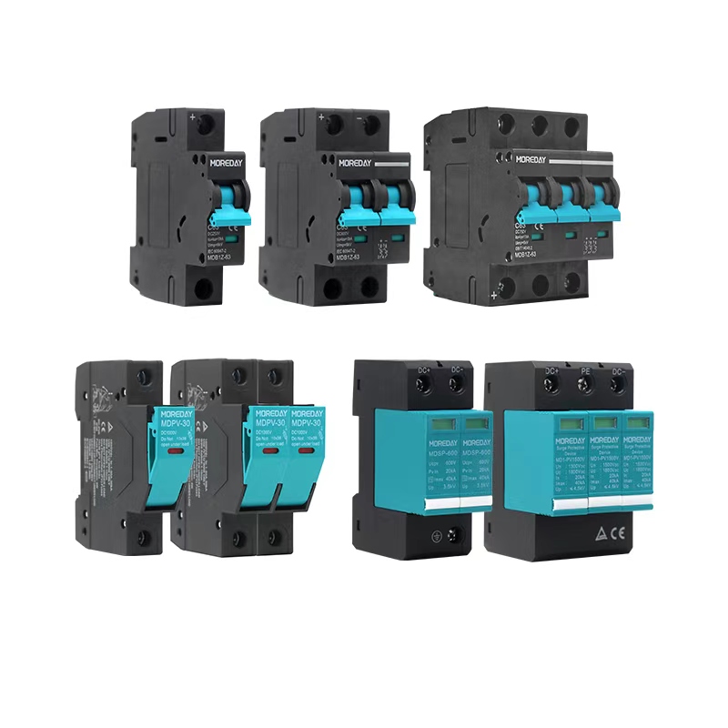 Electrical distribution components including surge protective devices (SPD), fuses, and miniature circuit breakers (MCB)