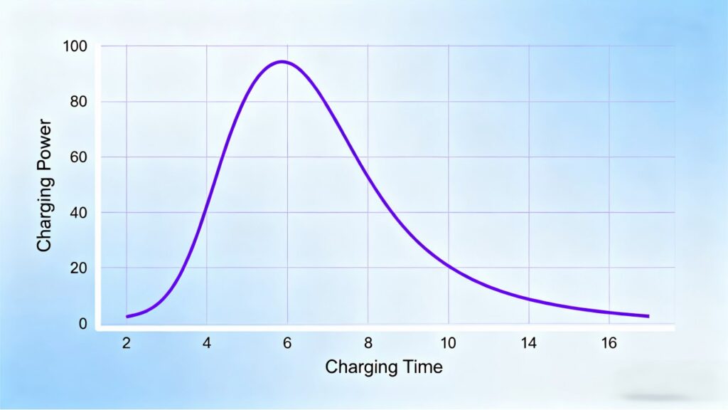 Electric vehicle battery charging power curve